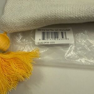 Serena & Lily Stripe Tassel Pillow - White and Sunflower